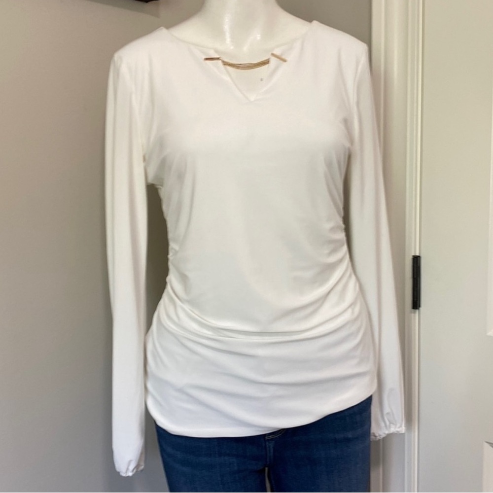 Knit top with chain detail
